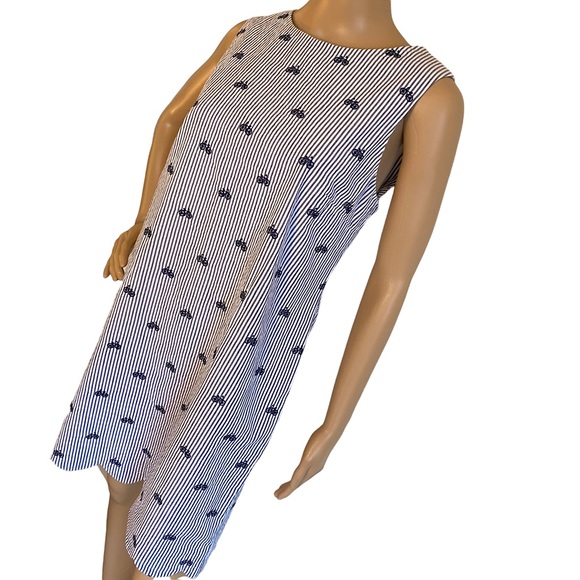 CYNTHIA ROWLEY  | BICYCLE & STRIPES SLEEVELESS SHIFT DRESS  SZ 8 - Picture 4 of 16